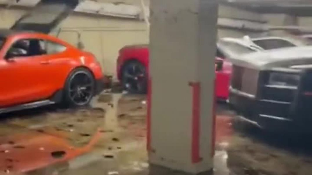 ⁣Millions of dollars of exotic cars flooded in Miami