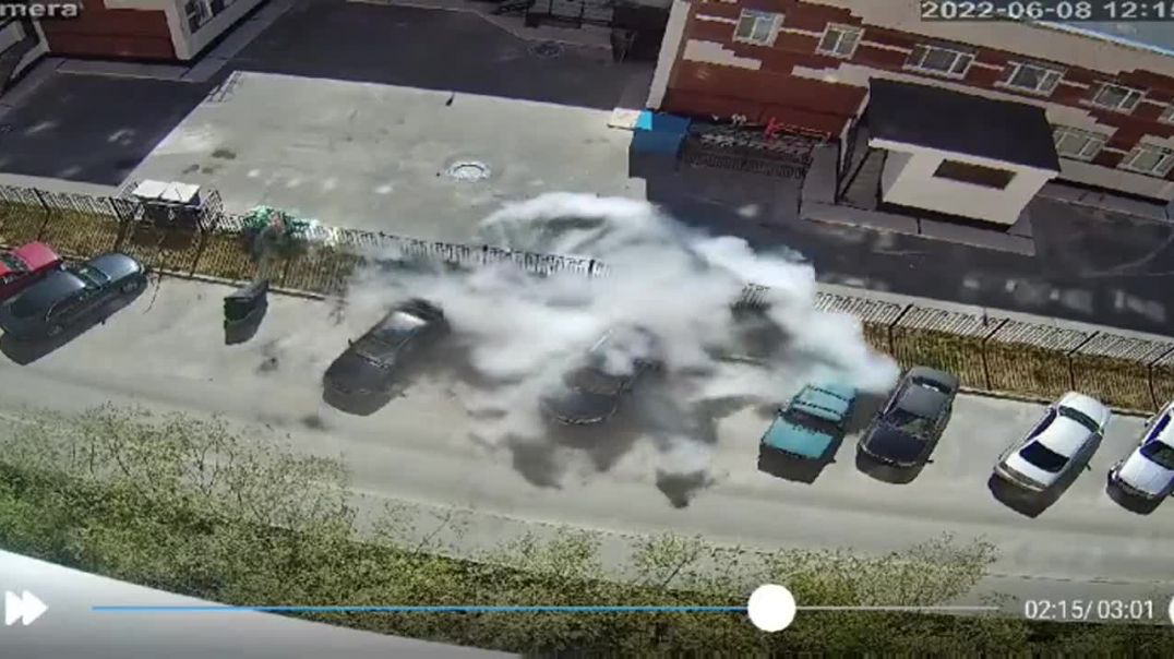 ⁣LP tank explosion in a car